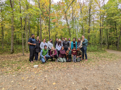 a group of PLPA grad students in the woods