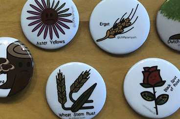 metal buttons with plant drawings