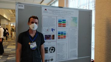Andrew Mann presents a poster at 2022 MSA