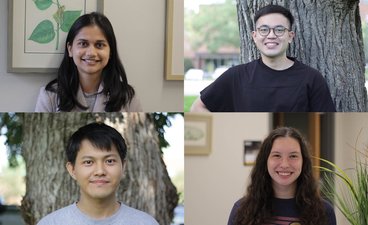 Images of new grad students, clockwise: Nisha, Jay, Hsuan-fu, Alexis